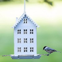 White Farmhouse Bird Feeder – Holds 2.8 lbs of seed